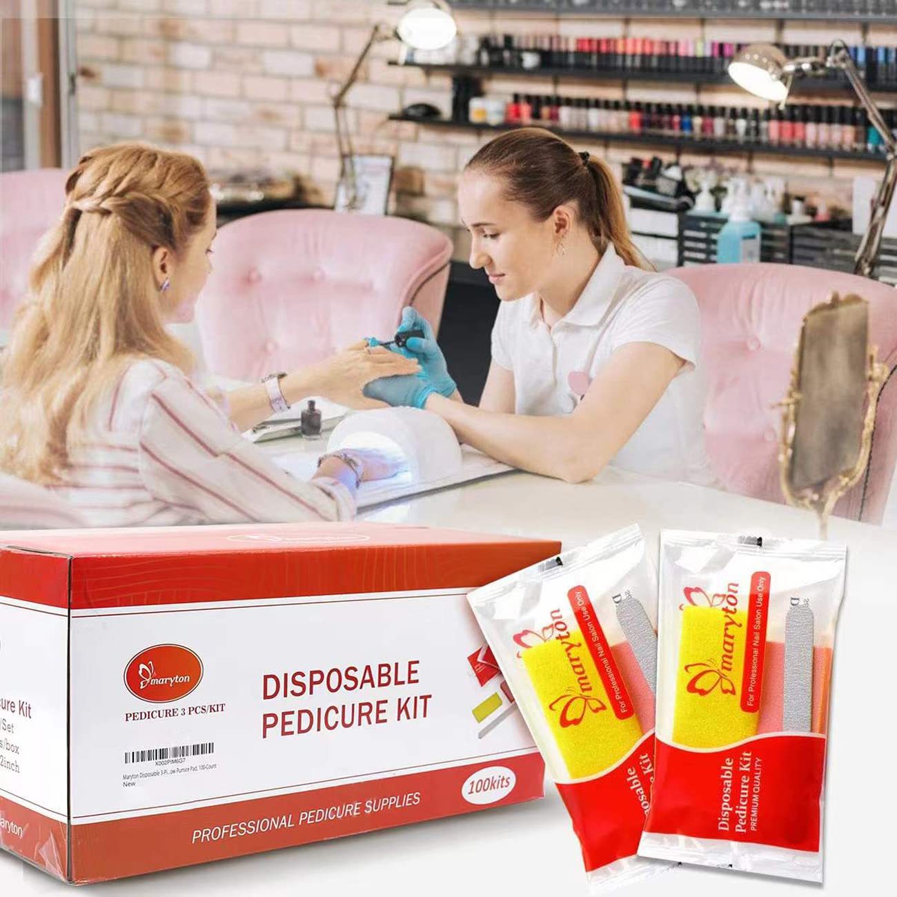 Maryton Disposable Pedicure Kit, for Professional Salons, 100 Set