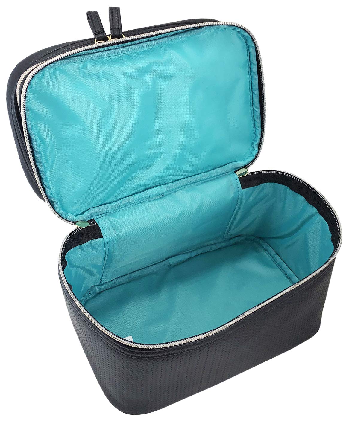 Conair Travel Makeup Bag, Large Toiletry and Cosmetic Bag, Perfect Size for Use At Home or Travel, Five Piece Train Case Set in Black
