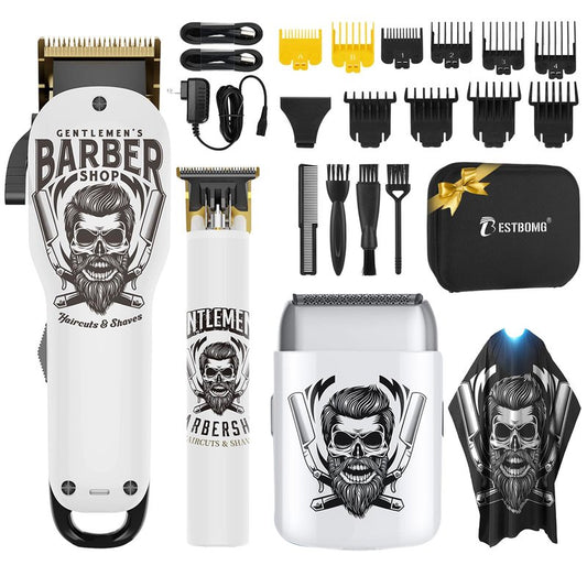 BESTBOMG® Hair Clippers for Men Professional, Hair Clipper, Beard Trimmer & Electric Shaver Kit, Zero-Gapped T-Blade Barber Grooming Kit, LED Display, Rechargeable, Gifts for Men