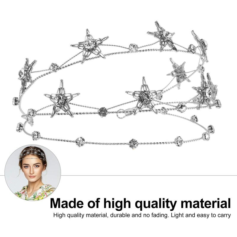 Beaupretty Bling Rhinestone Star Crown, Star Crystal Tiara and Crown Bridal Headpiece Alloy Hairband Wedding Jewelry for Women Girls, Silver