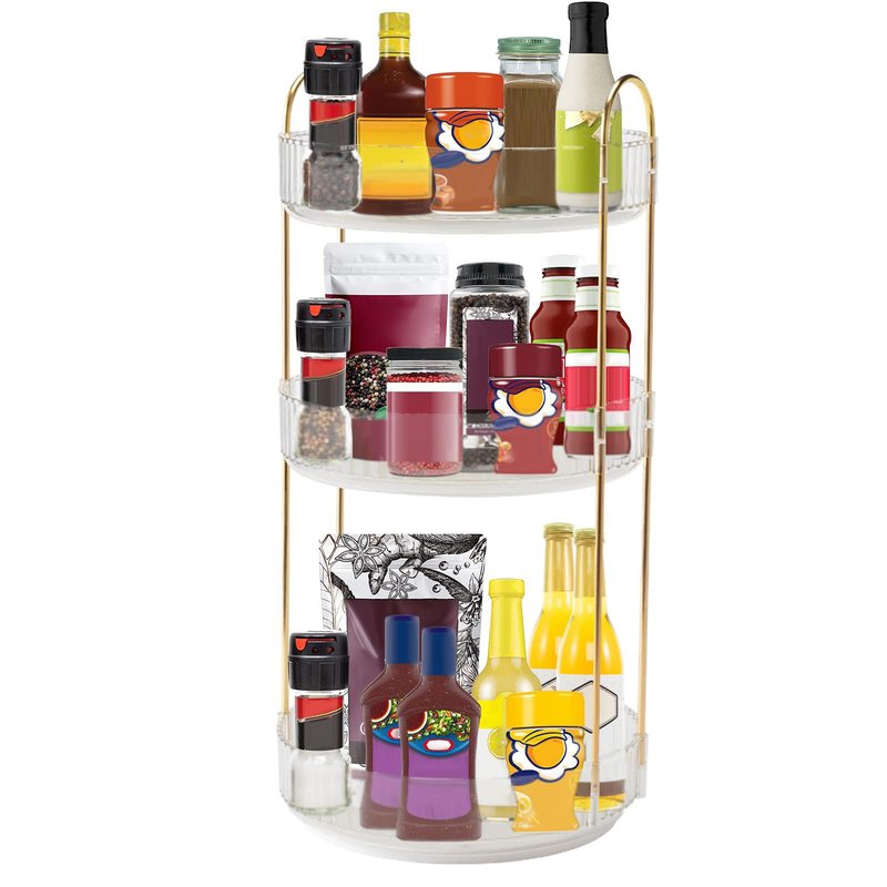 INVSSENE 360° Rotating Makeup Organizer, Bathroom Make Up Spinning Holder Rack, Large Capacity Cosmetics Storage Vanity Shelf Countertop, Fits Cosmetics, Perfume, Skincare, Lipsticks(3 Tiers, Clear)