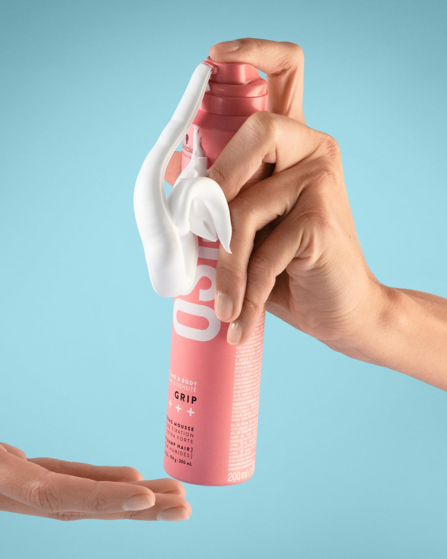OSiS+ Grip Extreme Hold Mousse – Extra Strong Control and Volume with Lasting Definition and Natural Shine – Volumizing, Vegan Formula with Heat Protection, 6.76 oz