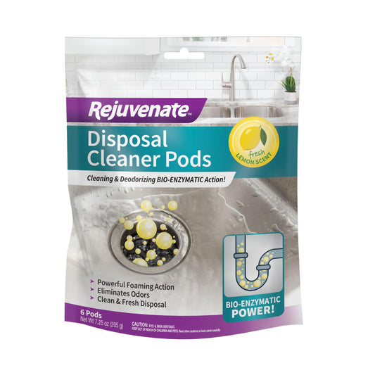 Rejuvenate Disposer and Pipe Cleaner, Lemon Scent, 6 Pods, 7.1 oz (201g)