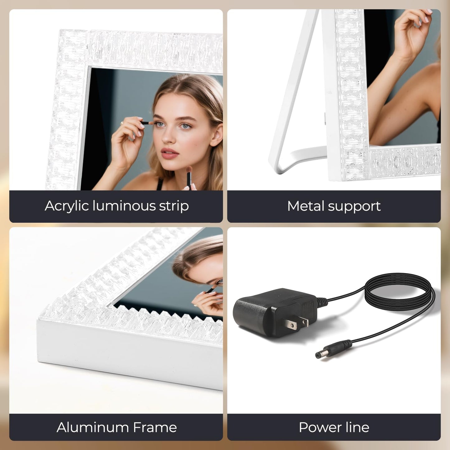 homtang Vanity Mirror with Lights,RGB & 3 Dimmable Light Modes Makeup Mirror with Touch Control,Light Up Mirror for Desk,360°Rotation,17x14 Inch