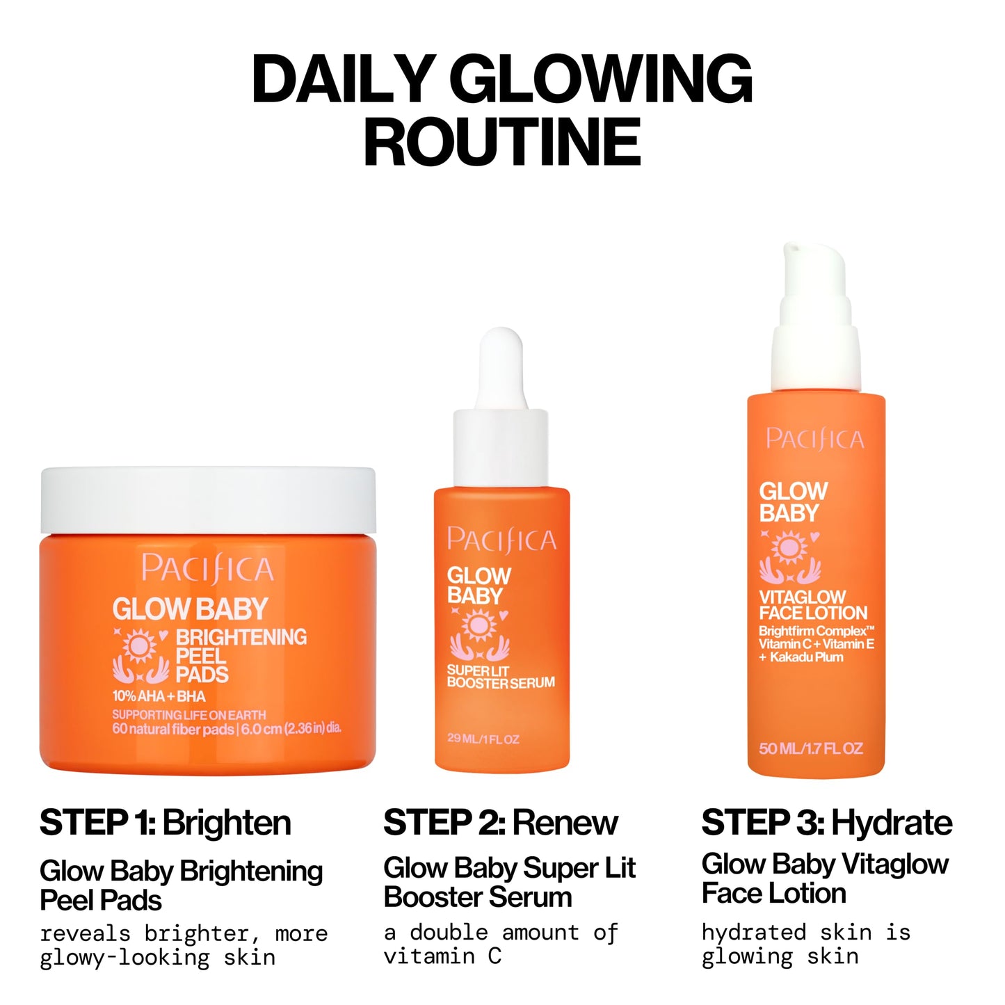 Pacifica Glow Baby Brightening Peel Pads 10% AHA + BHA Exfoliating Face Pads for Glowing Skin Resurfacing Glycolic Acid & Salicylic Acid Pad to Smooth Texture & Minimize Pores Fragrance Free 60 Count