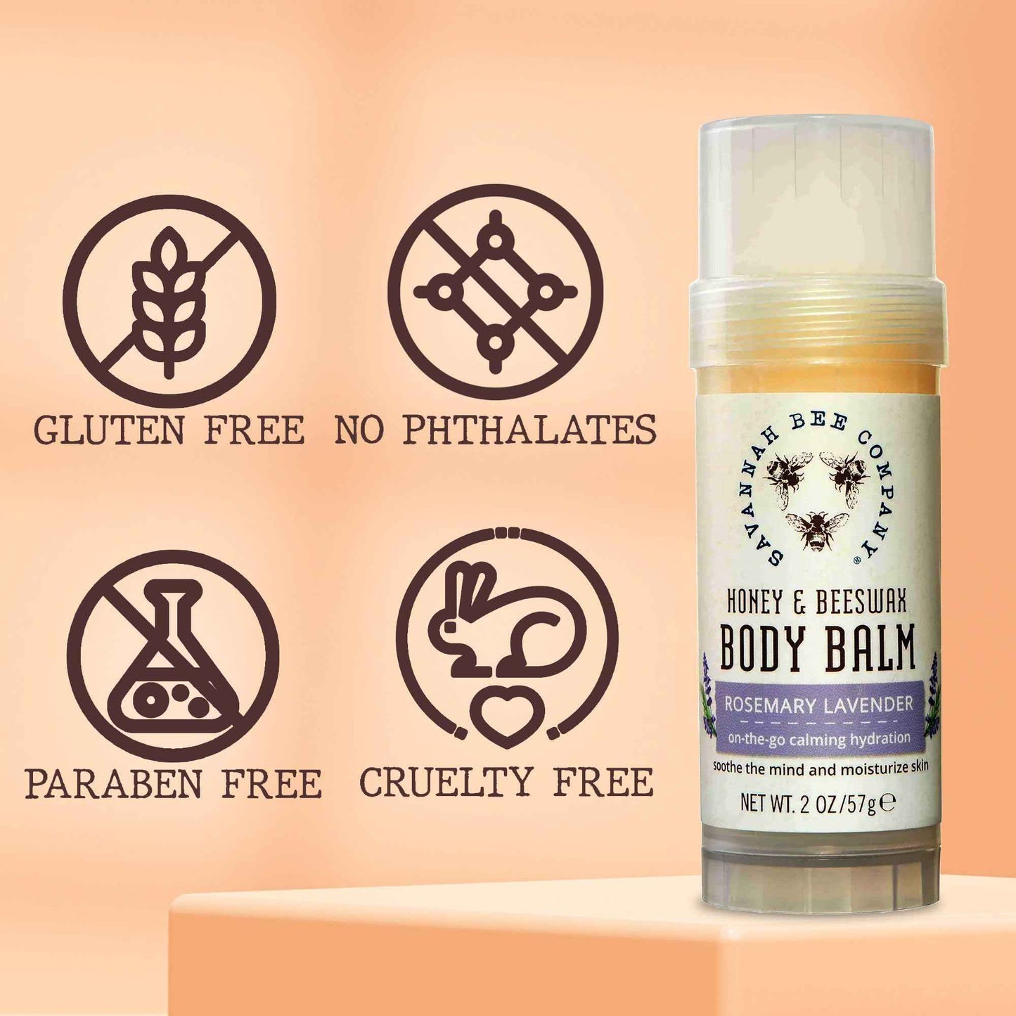 Savannah Bee Company Honey and Beeswax Body Balm 2 Ounces Rosemary Lavender