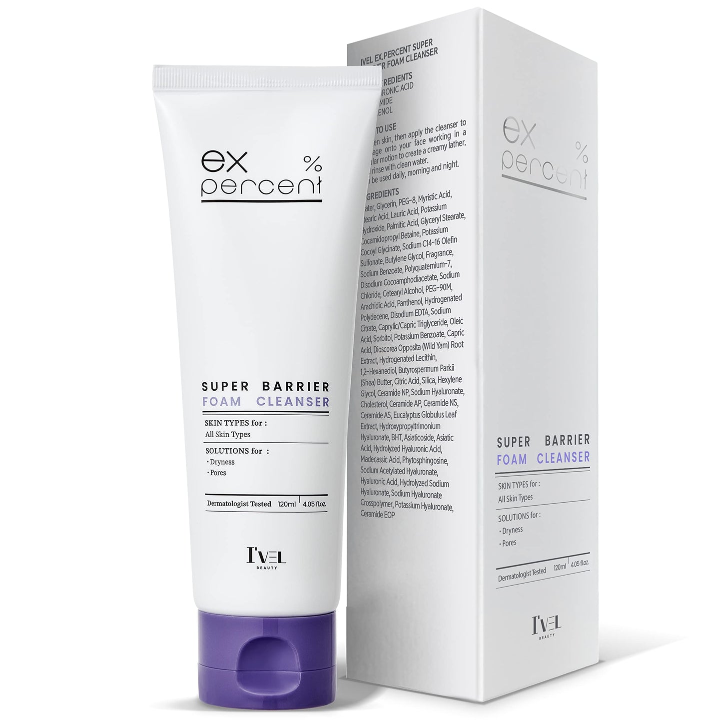 I'VEL Super Barrier Cleansing Foam Facial Cleanser, Refreshing Face Wash for All Skin Type, Makeup & Skin Clearing, Gently Cleanses Face Without Over Drying, 4.05 Fl Oz