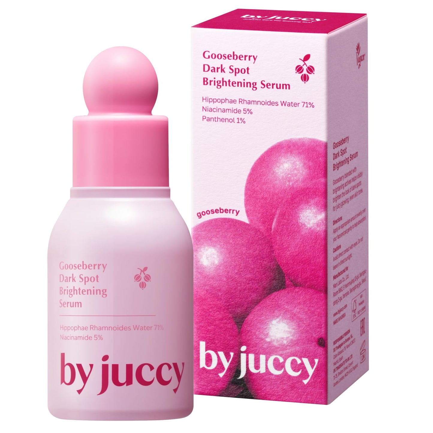 By Juccy Gooseberry Dark Spot Brightening SerumㅣSoothes Sensitive Skin & Strengthens Skin BarrierㅣIndian Gooseberry, Apha-Arbutin, Niacinamide | By Juicy | 1.01 Fl. oz (30ml) |
