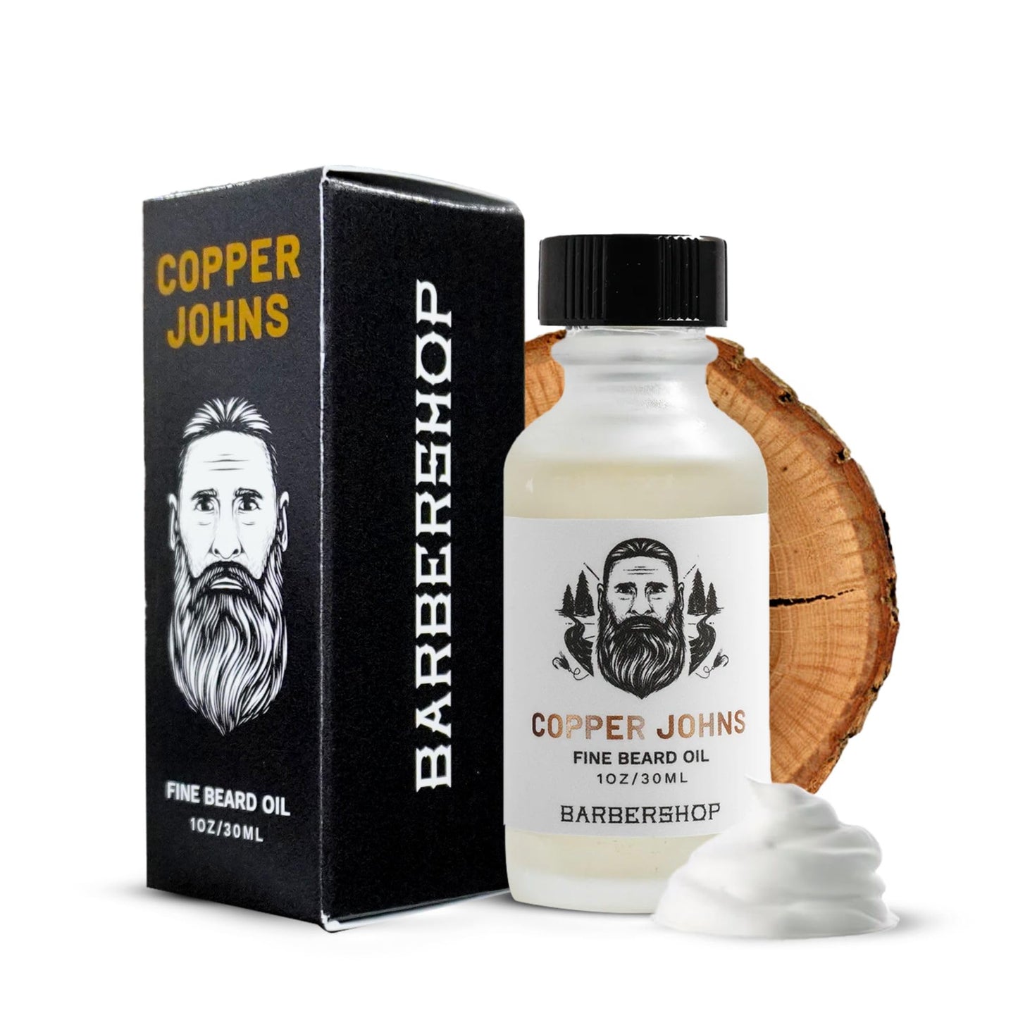 Copper Johns Premium Beard Oil for Men - Natural Formula with Jojoba & Castor Oil - Lightweight Non-Greasy Beard Moisturizer - Softens, Hydrates & Tames Frizz - Polys-Bergamot & Cherry Almond 1 oz