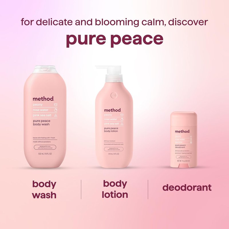 Method Deodorant Stick - Pure Peace | 24-Hour Odor Protection, Aluminum-Free, 2.65 oz