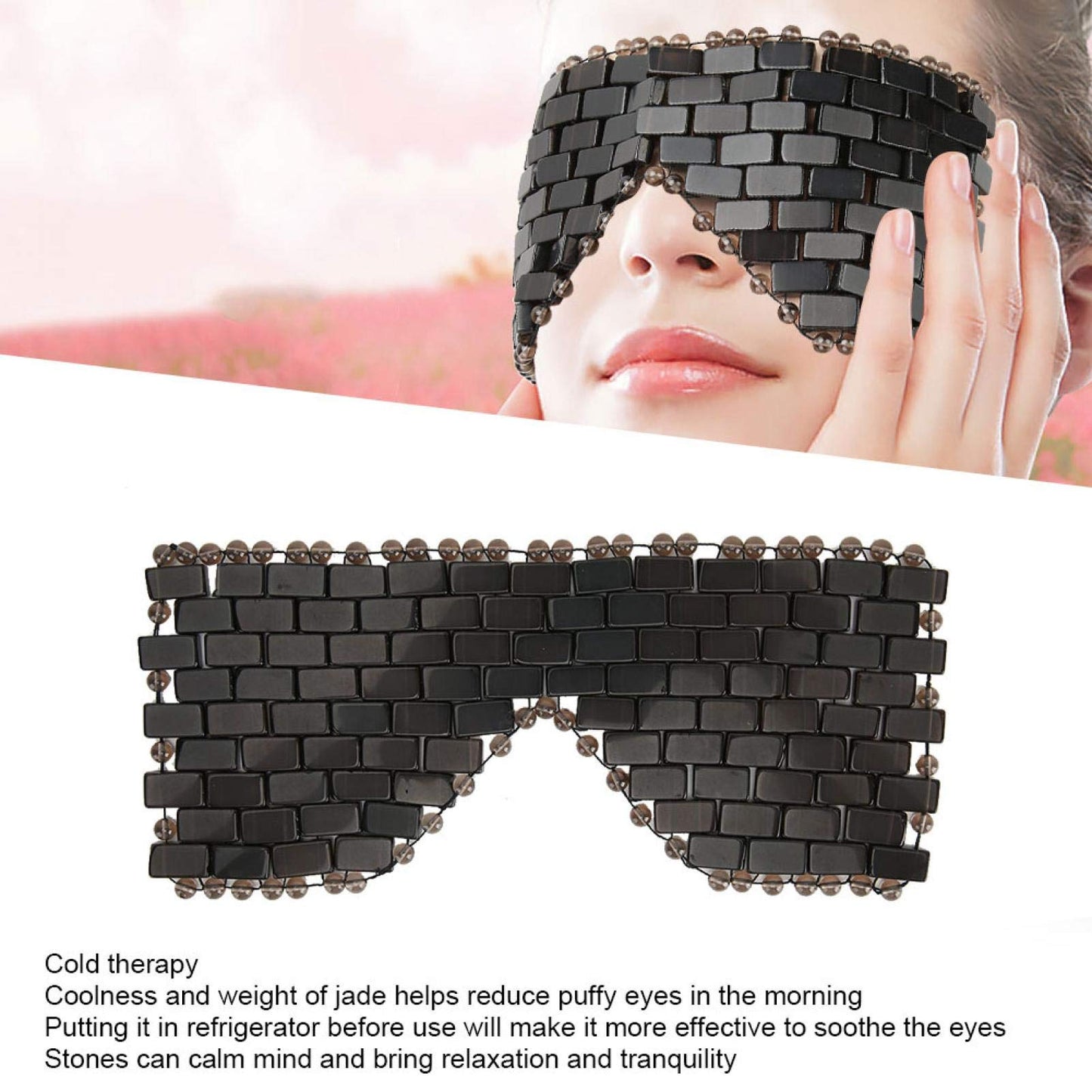Jade Stone Eye Mask, Cooling Eye Mask Sleep Masks Eye Treatment for Puffy Eyes Dark Circles Jade Mask for Sleeping Masks Soothe Eye Fatigue(Obsidian)