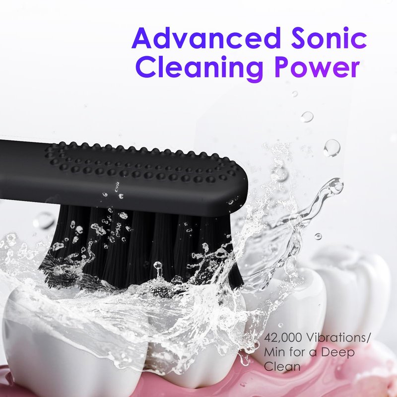 Electric Toothbrush, Portable Travel Sonic Toothbrush with Protective Case USB-C Rechargeable, Neutral Comfort Bristles, Waterproof, Smart Timer, Compact for Daily Use (Black)