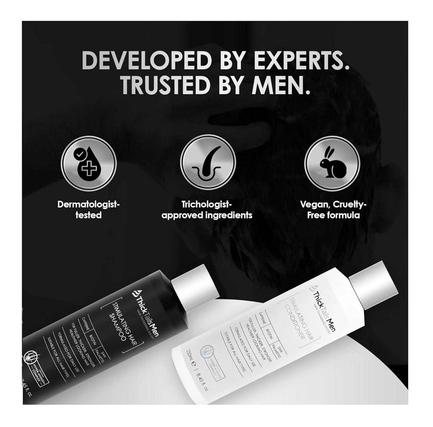 Men's Hair Growth Shampoo & Conditioner Set - Caffeine, Biotin & Saw Palmetto | Sulfate-Free, Vegan, 2-Piece System