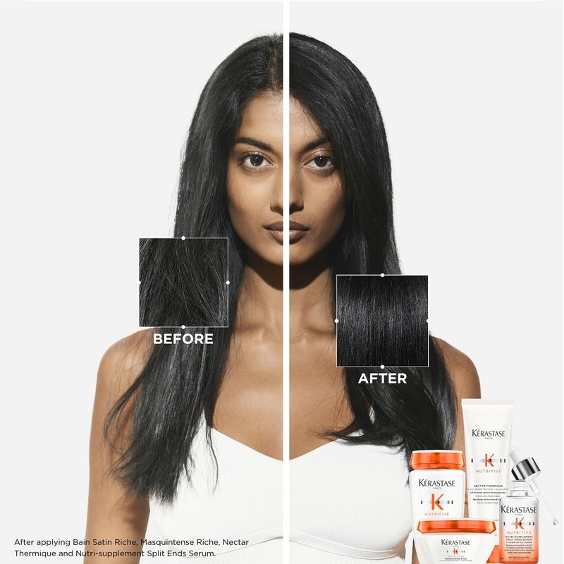 KÉRASTASE Nutritive Bain Satin Riche Shampoo, Cleanses & Strengthens Against Dryness, Adds Softness, Shine & Nourishment with Plant-Based Proteins & Niacinamide, 8.5 fl oz / 250ml