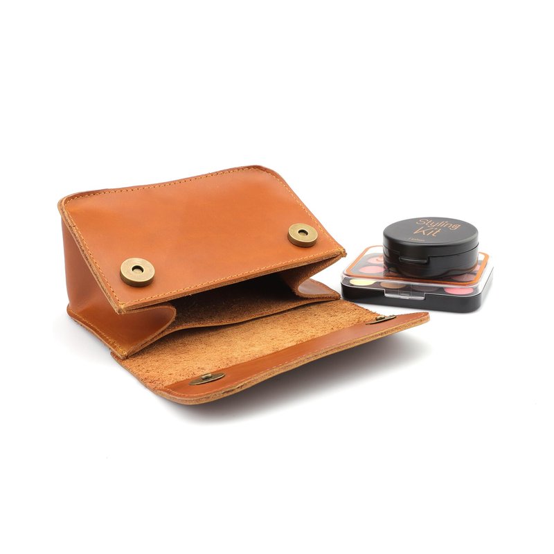 NGGU Yellow Full-Grain Leather Mini Pouch - 6 Inch Small Travel Organizer for Women, Cosmetic Jewelry Coin Cable Case