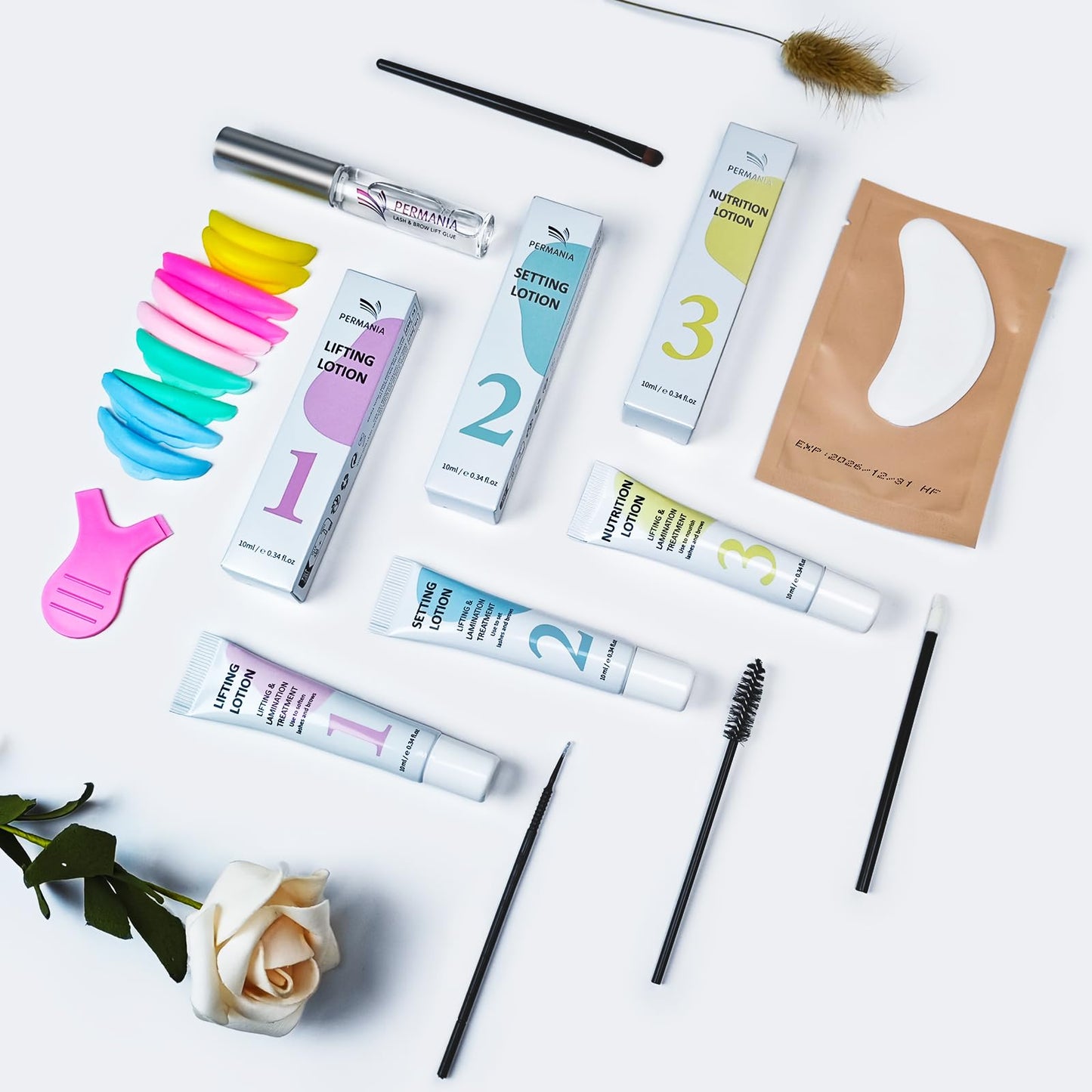 PERMANIA Eyelash Lift Kit, Brow Lamination Kit for Tube Design Easy to Apply for Natural Results Instant Lifting & Curling at Home or Professional Use