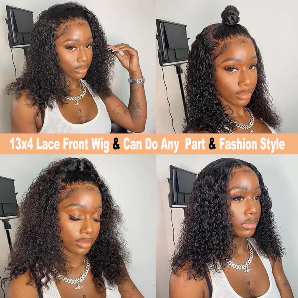 Deep Wave Bob Wig - 13x4 Frontal Lace Human Hair | 220% Density, Short Curly Style for Black Women