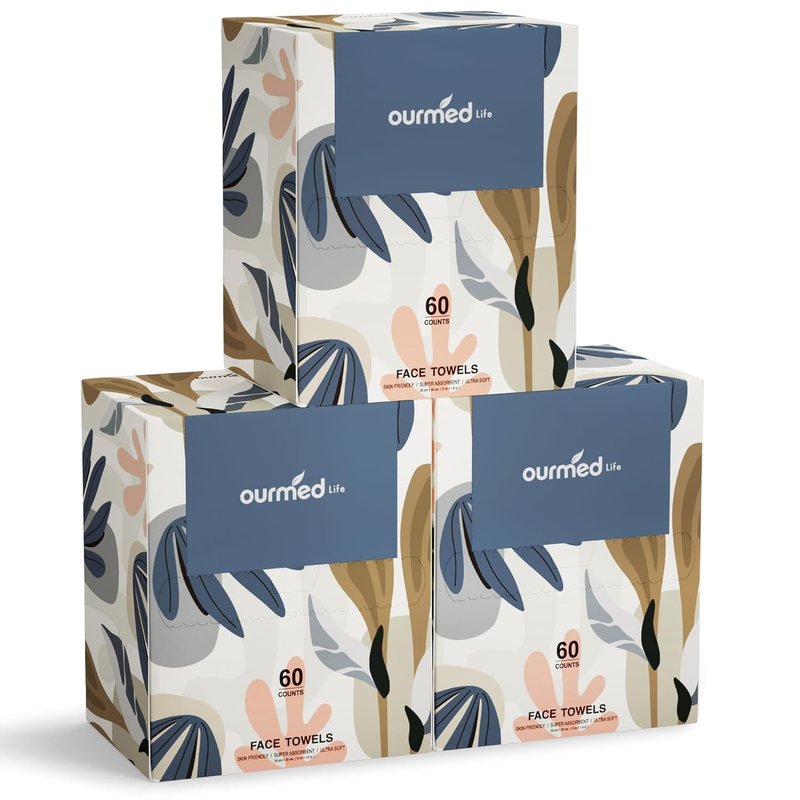 Disposable Biodegradable Facial Towels for Sensitive Skin - Lint-Free Makeup Remover Wipes | 10"×7.9", 180 Count