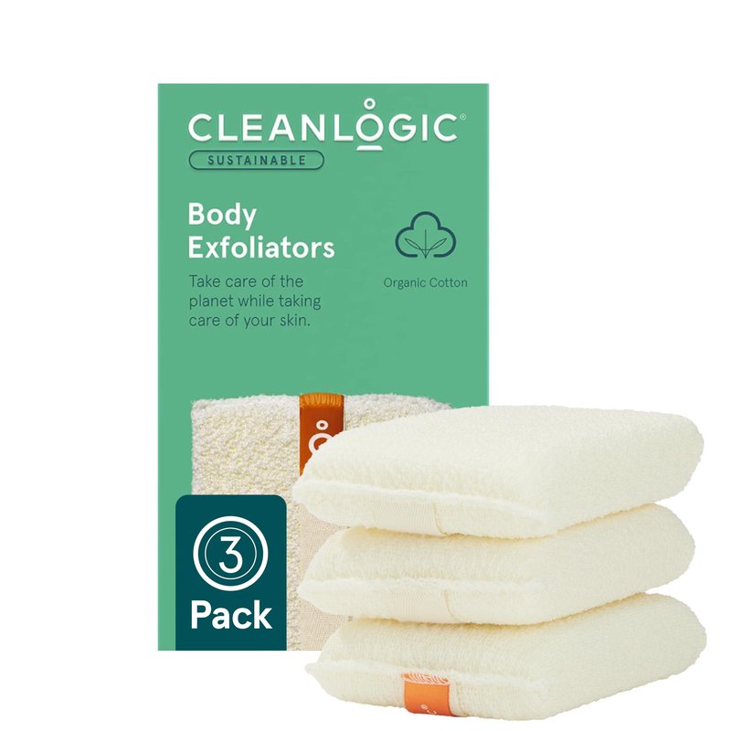 Cleanlogic Bath and Body Small Exfoliating Body Scrubber (3.3 x 5.5 in)– Deep Cleansing Shower Exfoliator for Smooth and Softer Skin, Fast-Drying Dead Skin Remover for Full Body – 3 Count Value Pack