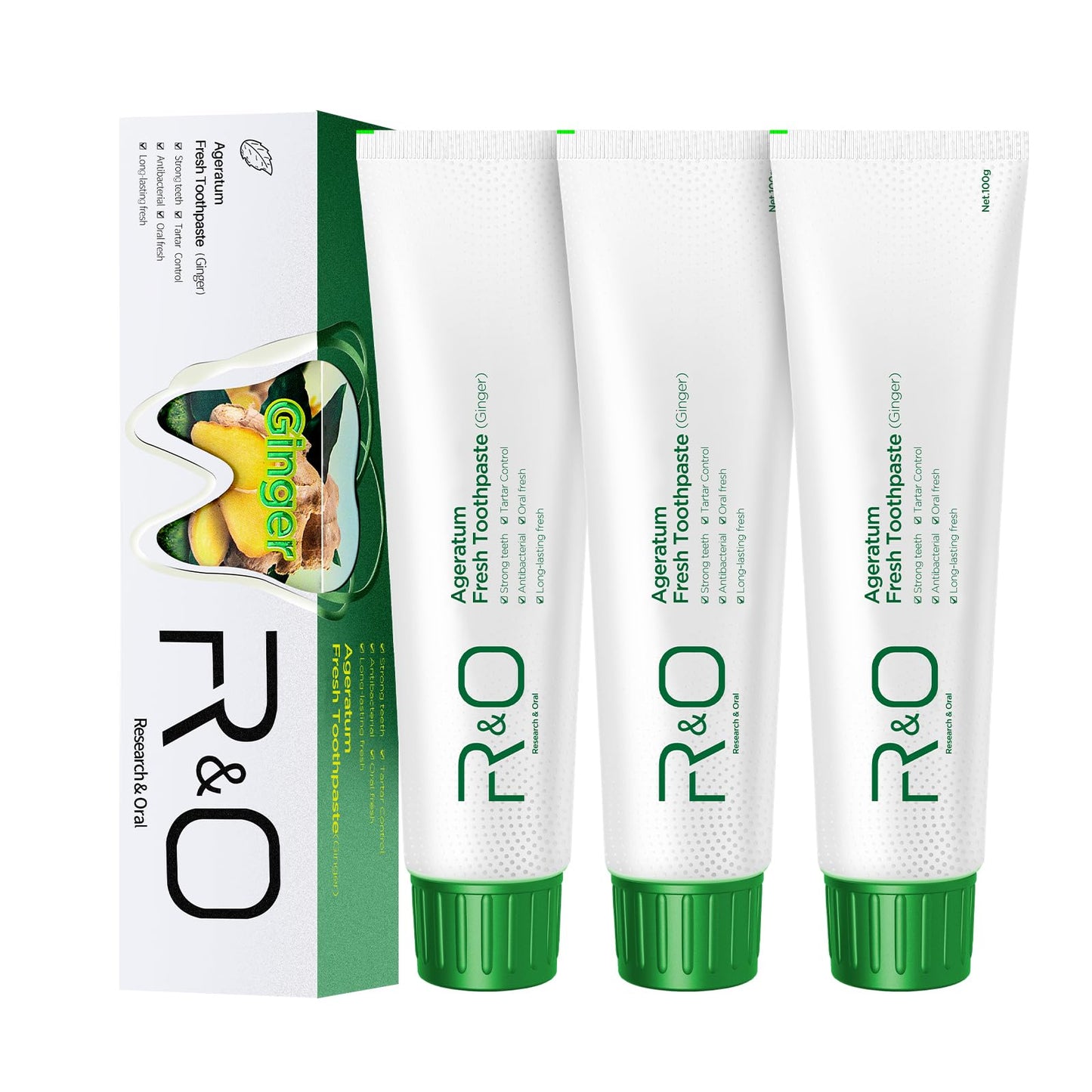 R&O Ginger Mint Fresh Toothpaste, 3.53 oz - A Miracle for Oral Hygiene, Maintains Fresh Breath, Relieves Oral Discomfort, Removes Dental Plaque (3)