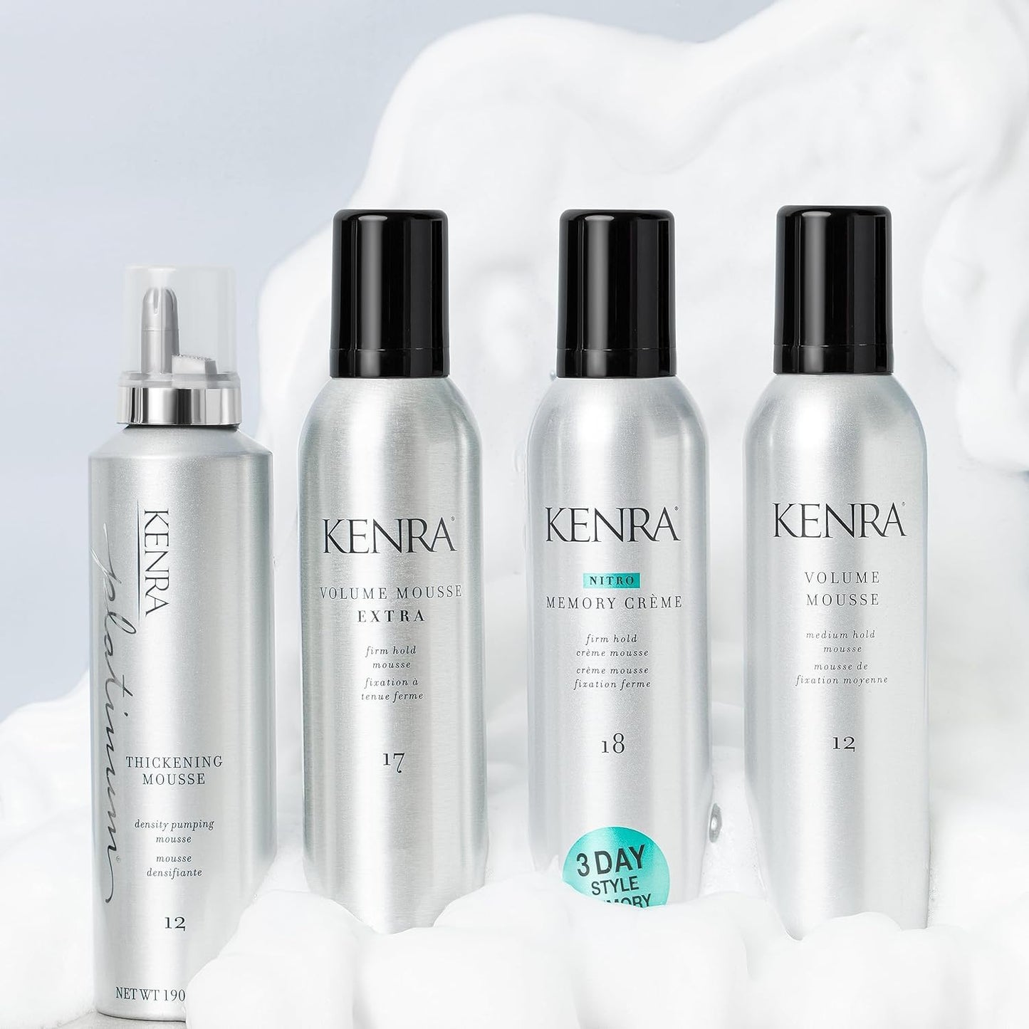 Kenra Volume Mousse 12 | Medium Hold Mousse | Non-Drying, Non-Flaking Lightweight Formulation |Styling Control Without Stiffness Or Stickiness | Tames Frizz & Conditions| All Hair Types| 8 oz (2-Pack)