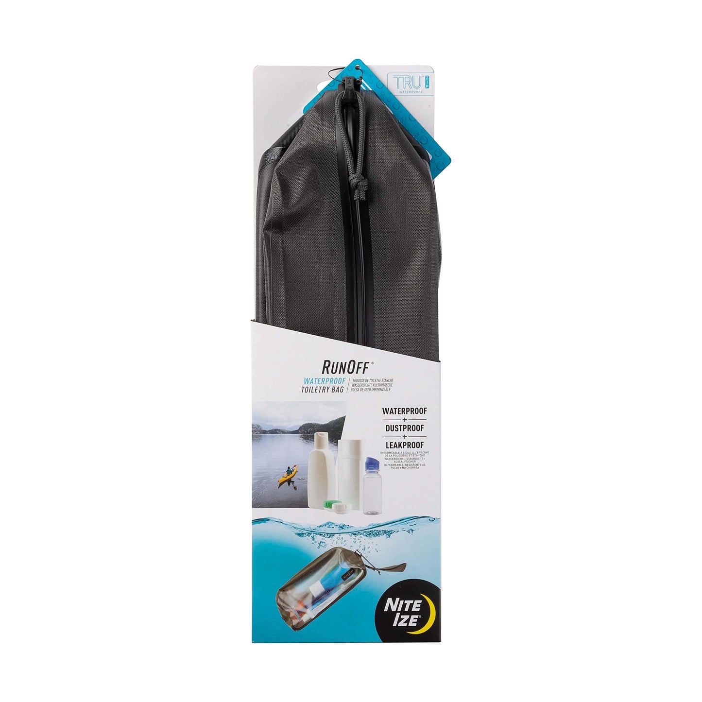 Nite Ize Runoff Waterproof Toiletry Bag, Full-Size Waterproof Hanging Toiletry Bag. Tough Trusted Protection for Adventure Travel