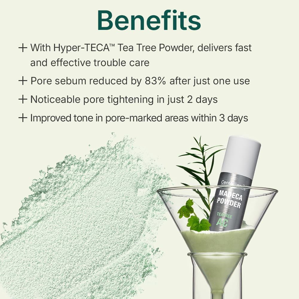 CENTELLIAN 24 Madeca Powder Tea Tree AC (Soothing Powder, 2 x 0.21 oz) – Oil Control & Pore-Tightening for Acne-Prone Skin, Korean Skincare with Hyper-TECA™ Tea Tree & Allantoin