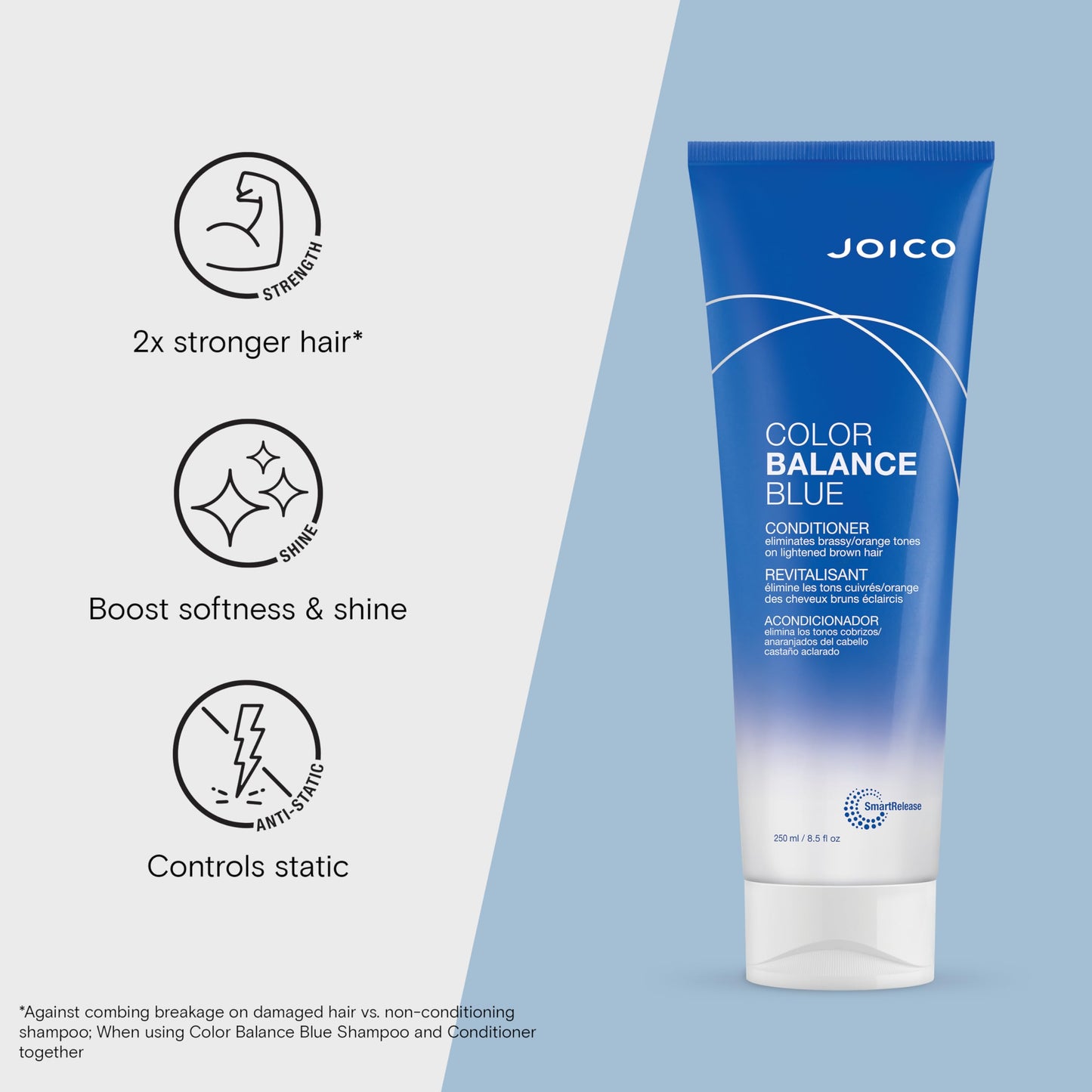 Joico Color Balance Blue Shampoo and Conditioner | For Lightened Brown Hair | Eliminate Brassy Orange Tones | Boost Color Vibrancy & Shine | Protect Against Harmful UV Radiation | With Rosehip Oil