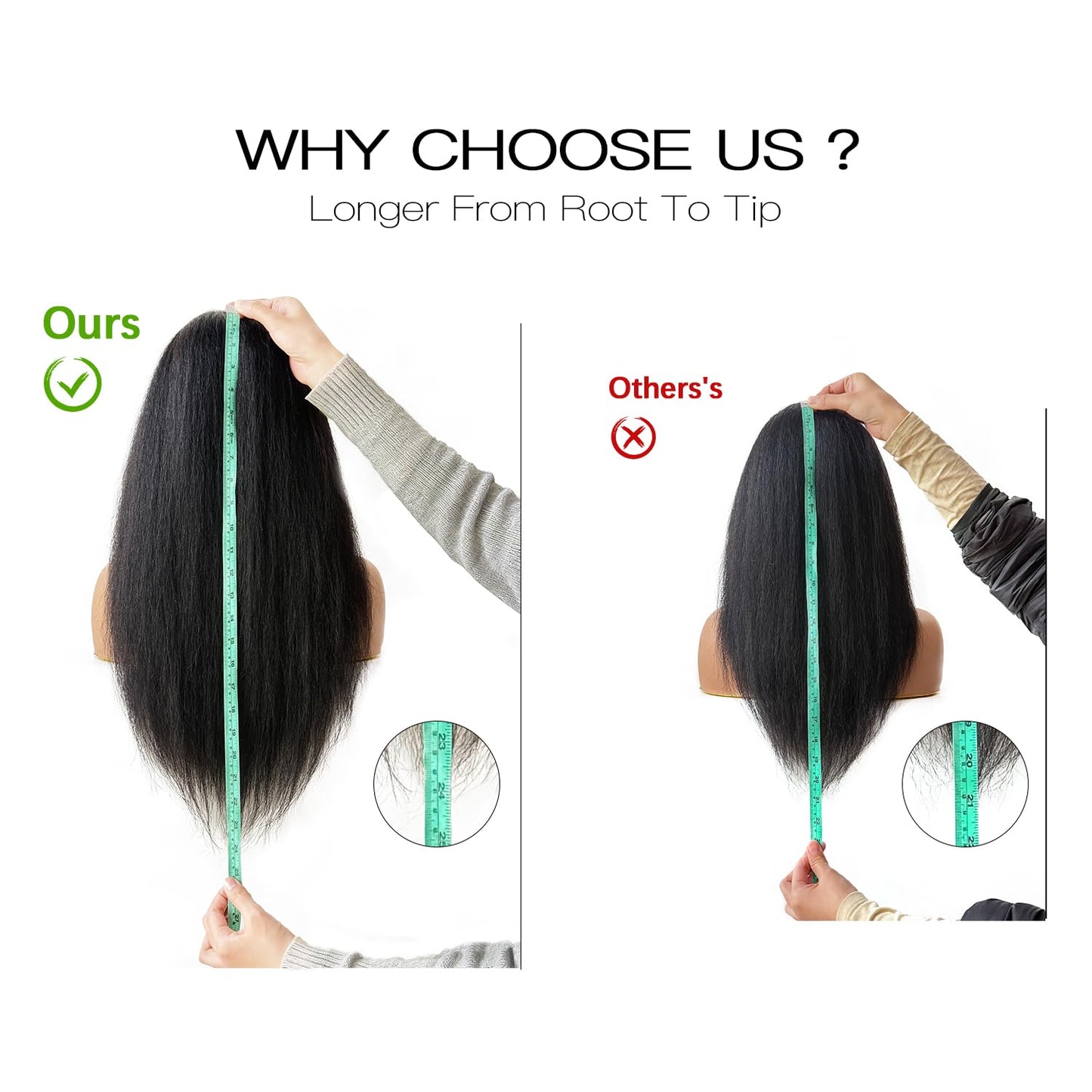 ME-U Headband Wig Human Hair Kinky Straight Guleless Wigs for Black Women Wear and Go 180% Density Yaki Straight Wig No Lace Natural Black Color 26 Inch