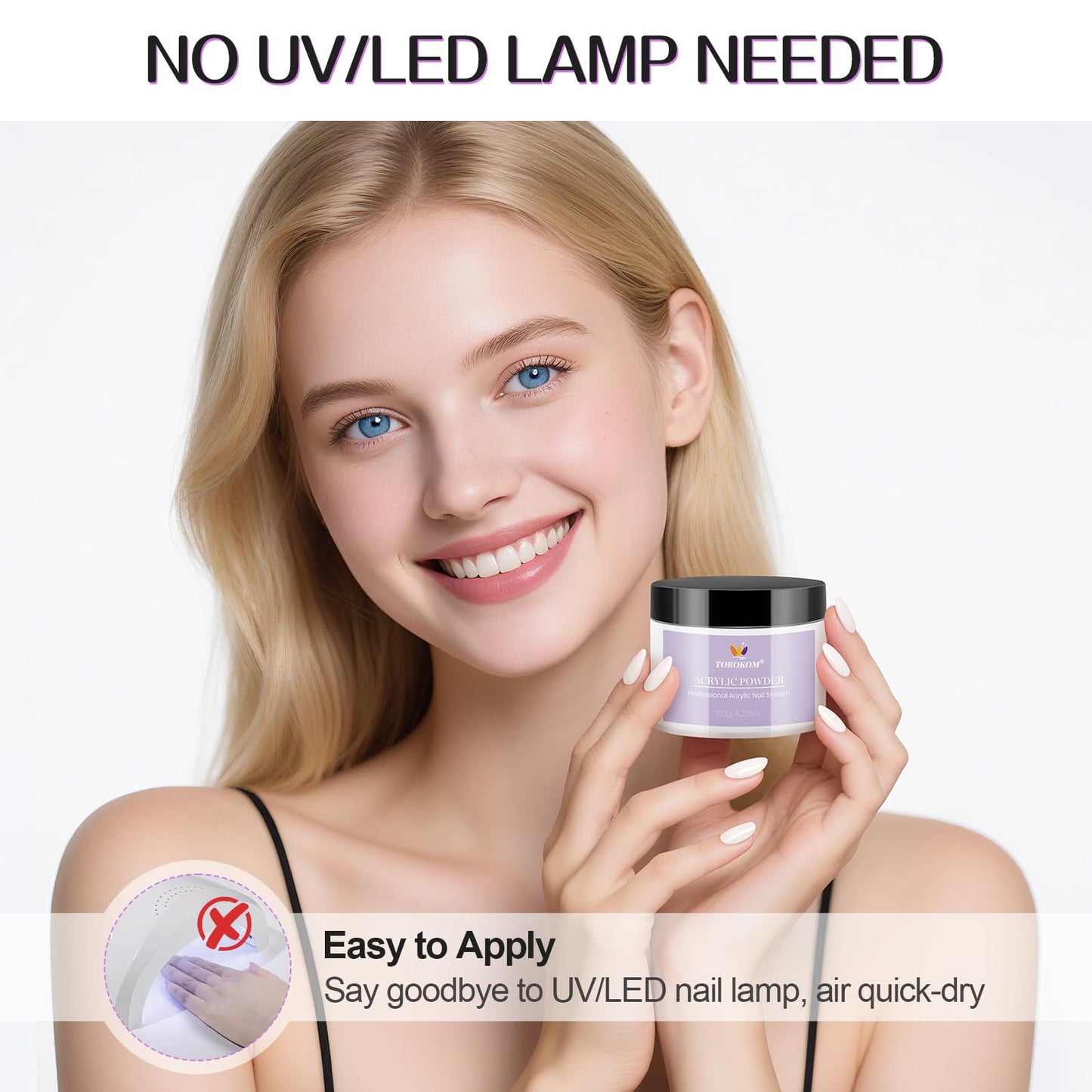 TOROKOM 4 Colors Acrylic Powder, 480g/16.93oz Acrylic Nail Powder Large Capacity Acrylic Dip Powder for Nails Acrylic Extension Powders, 3D Nail Carving, Long-Lasting, No Nails Lamp Required (4*120g)