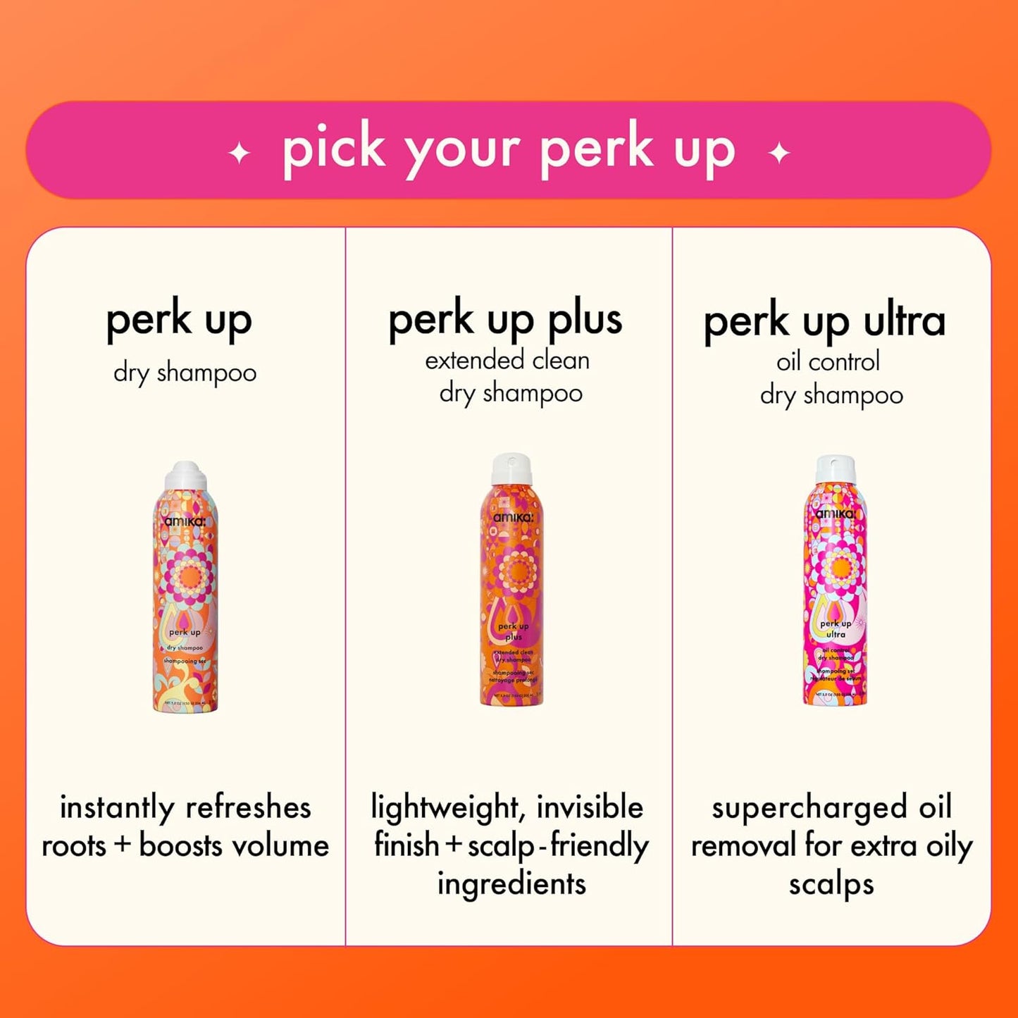 Amika Perk Up Dry Shampoo - Oil Control & Scalp Refreshing Formula | For All Hair Types, Extra Oily Scalps