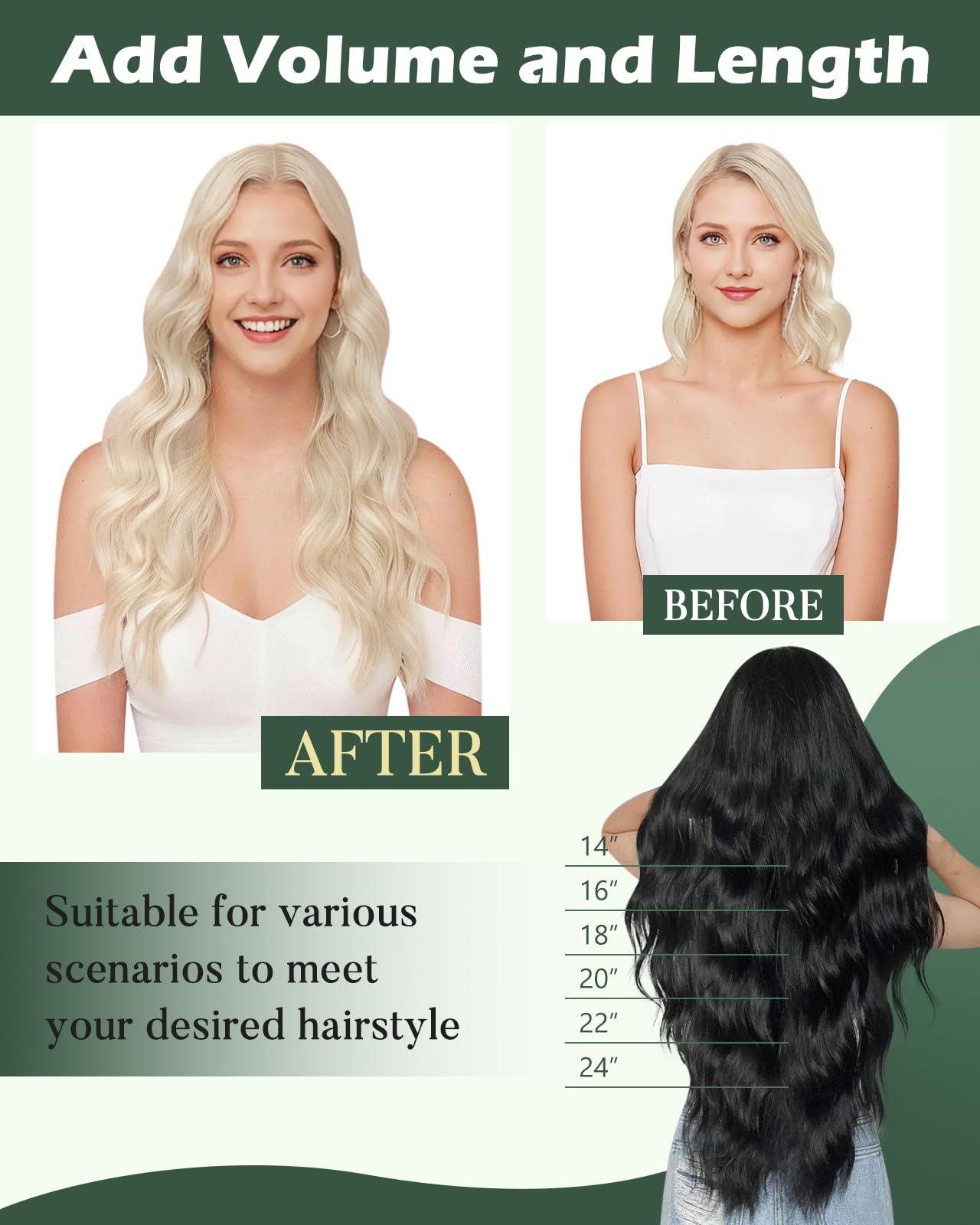 Ugeat Weft Hair Extensions Human Hair, Hair Extensions Sew in Blonde, Sew in Extensions 14 Inch 80g Platinum Blonde, for Short Hair