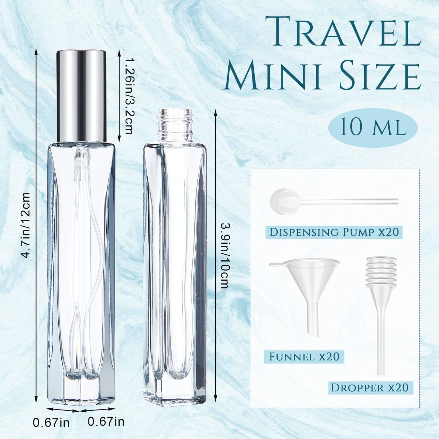 Domensi 20 Pcs 10/15/20/30 ml Perfume Travel Refillable Glass Bottles Spray Bottle Perfume Atomizer for Cologne Dispenser Leak-proof Fragrance Bottles Atomizer Pump Kit (10 ml,Amber Color)