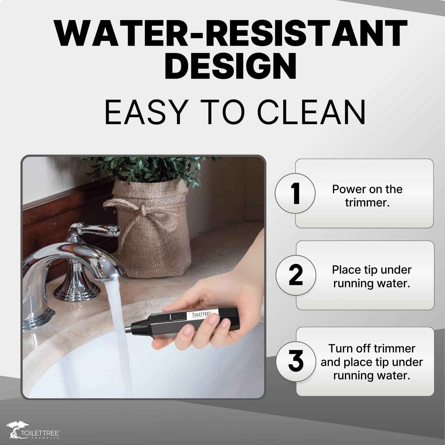 ToiletTree Products Nose Hair Trimmer with LED Light - Stainless Steel, Heavy-Duty Casing - Ear & Nose Hair Trimmer - Men's Grooming Trimmer for Beard, Eyebrows, and Ears