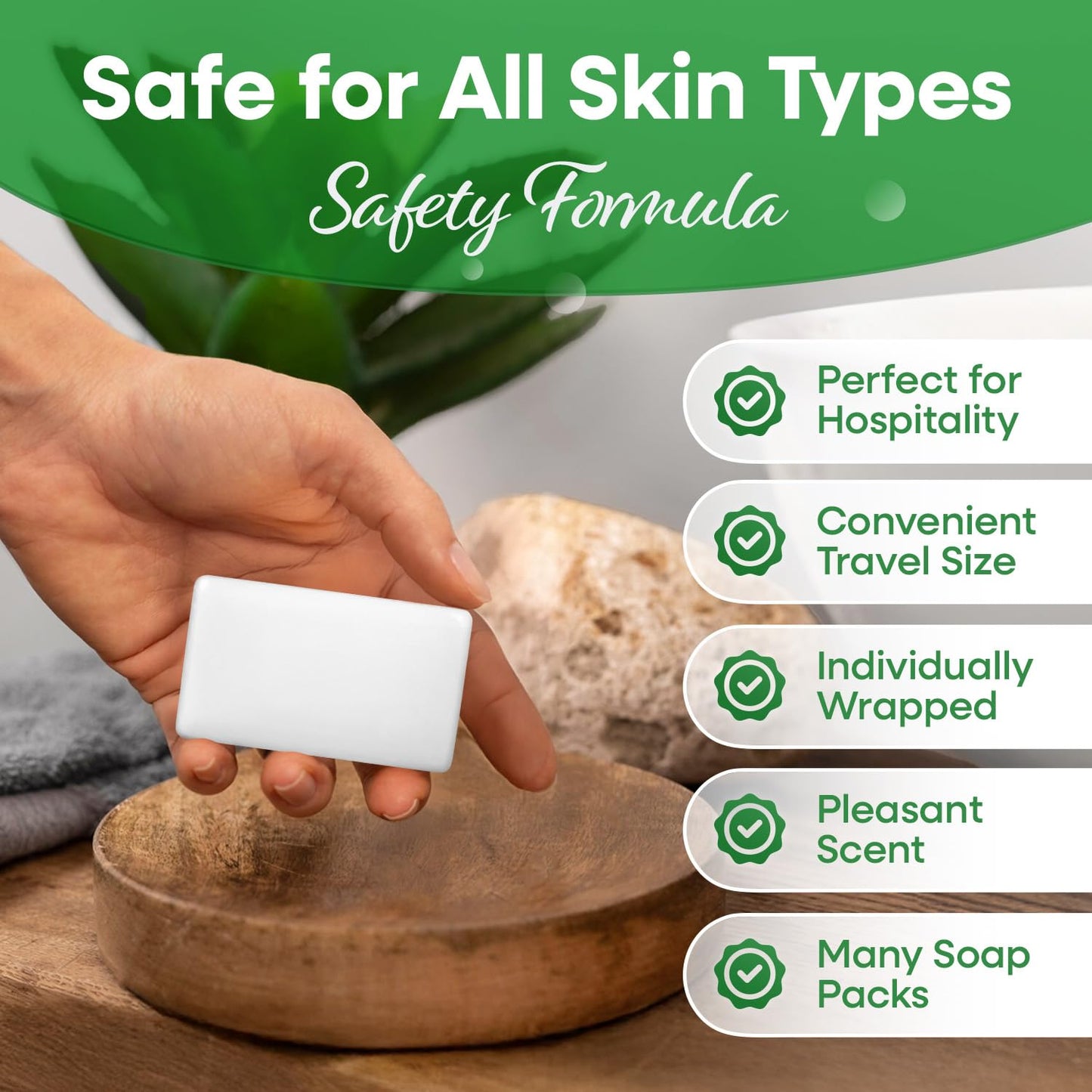 Pleasant Scent Bar Soap - 0.5 oz Travel Size | 1000 Pack Individually Wrapped Amenities for Hotels