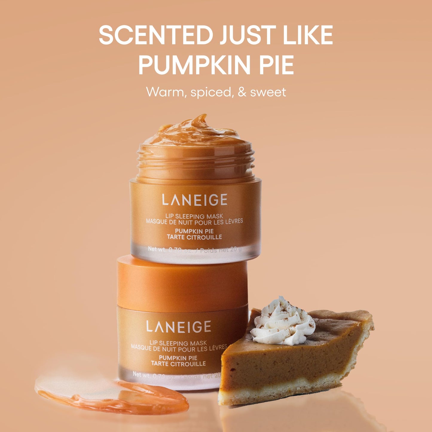 LANEIGE Lip Sleeping Mask, Pumpkin Pie: Nourishing Overnight Lip Treatment with Vitamin C, Shea & Murumuru Butter for Hydrating Dry, Flaky Lips