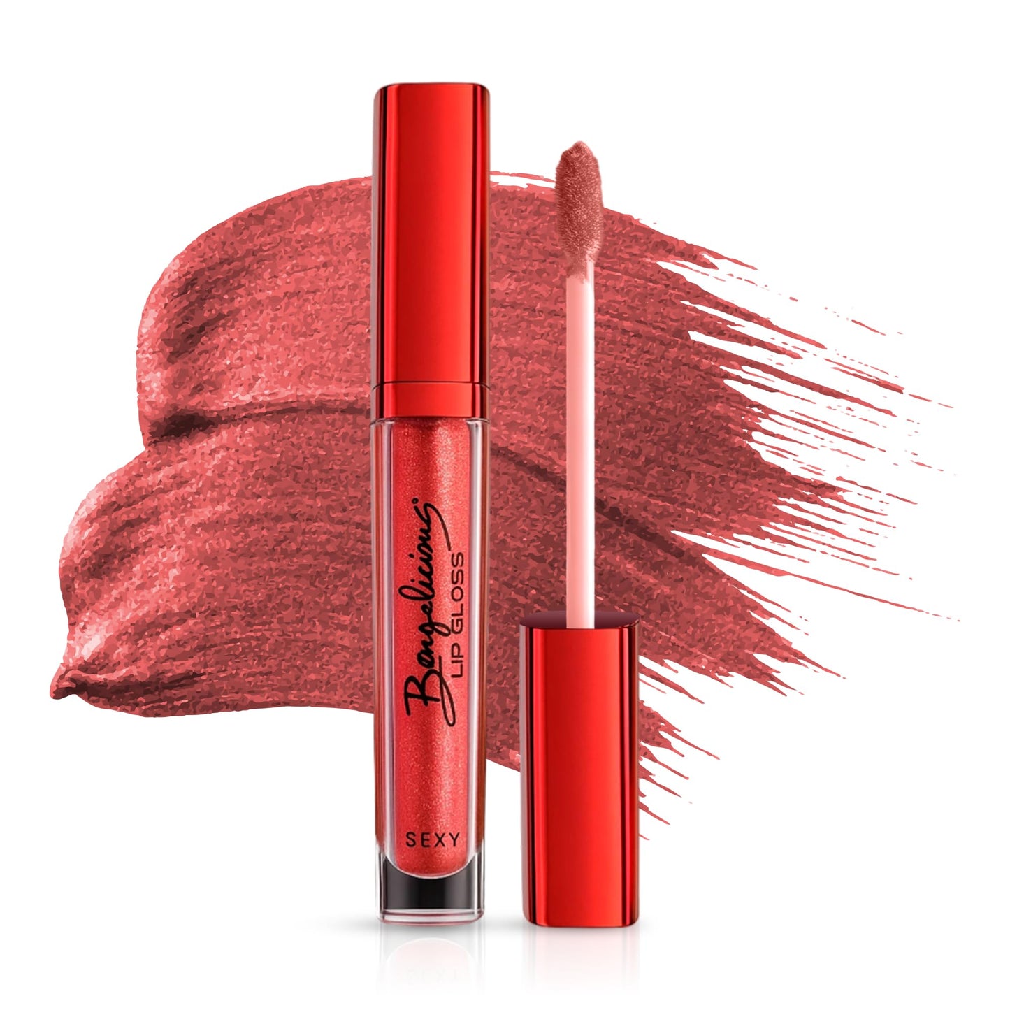 Bangalicious Scarlet Kiss Sheer Transparent Sparkle Lip Gloss for Women - Hydrating, Vitamin E Infused - Smooth Application, Clean Formula - Red Sheer Lipgloss, 1 Pack
