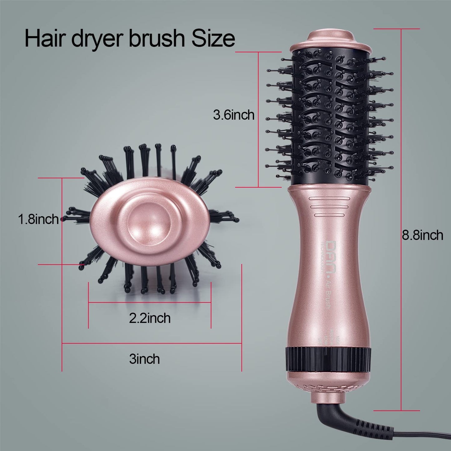 DAN Technology one Step HairDryer and volumizer,Small Hairbrush drye,2 inch Lightweight Electric Brush Hair, Small Brush Hair dryers for Women…