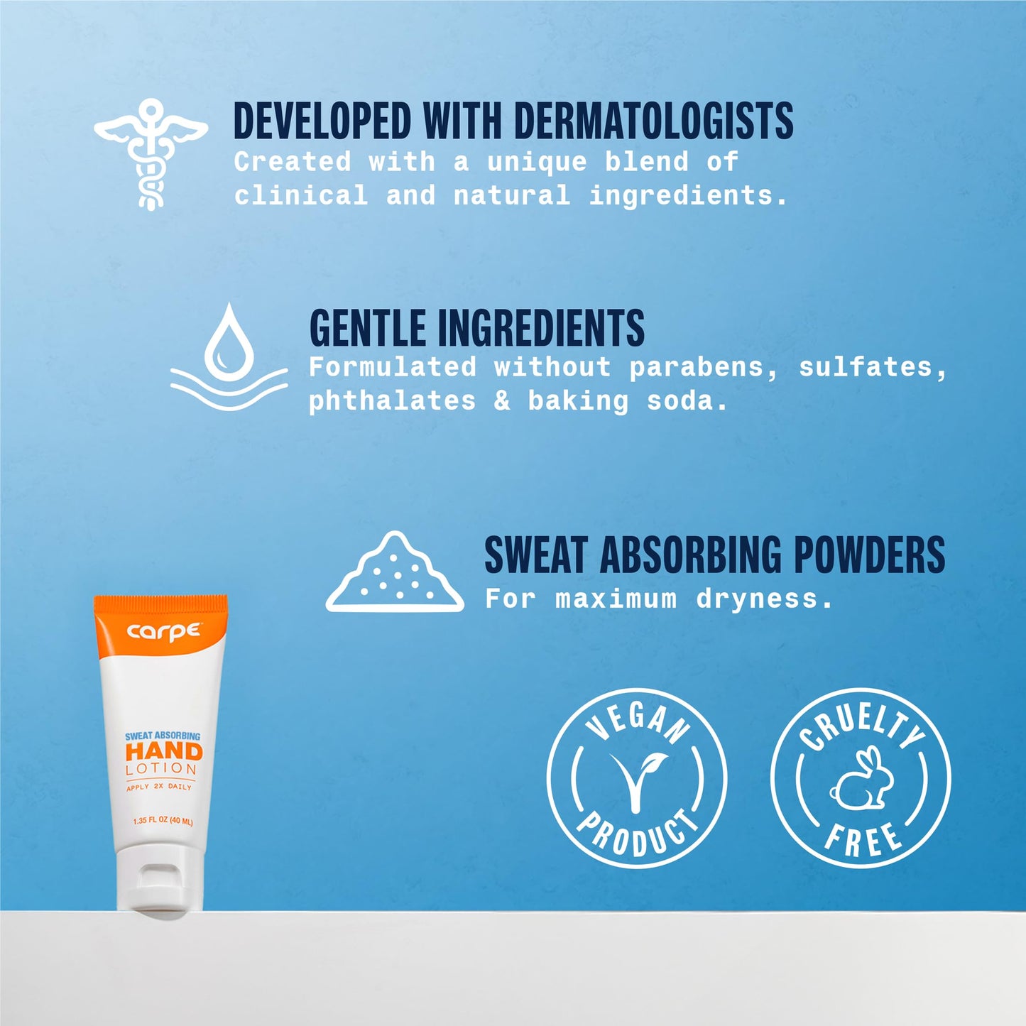 Carpe Sweat Absorbing Hand Lotion (Pack of 2), A dermatologist-recommended, non-irritating, smooth lotion that helps stop hand sweat, great for hyperhidrosis or excessive sweat (Original Eucalyptus)