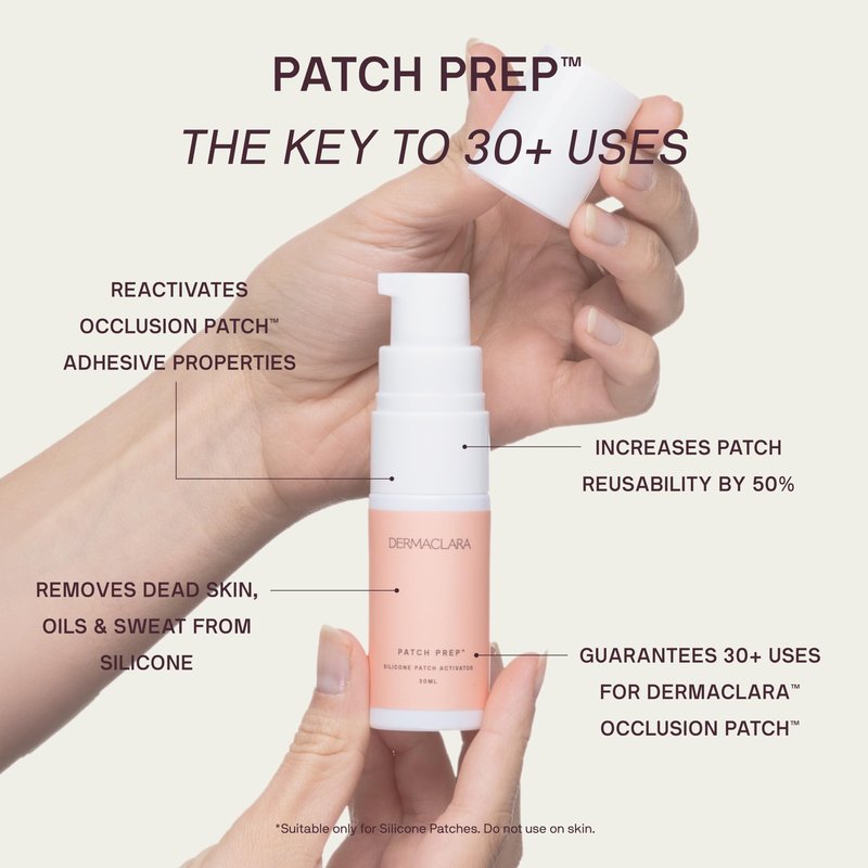 Dermaclara Patch Prep - Silicone Patch Cleaner for Anti-Wrinkle Face Patches, Works on Reusable Overnight Pads, Up to 30 Uses with Patch Prep Foaming Cleanser - 1.58 Fl Oz