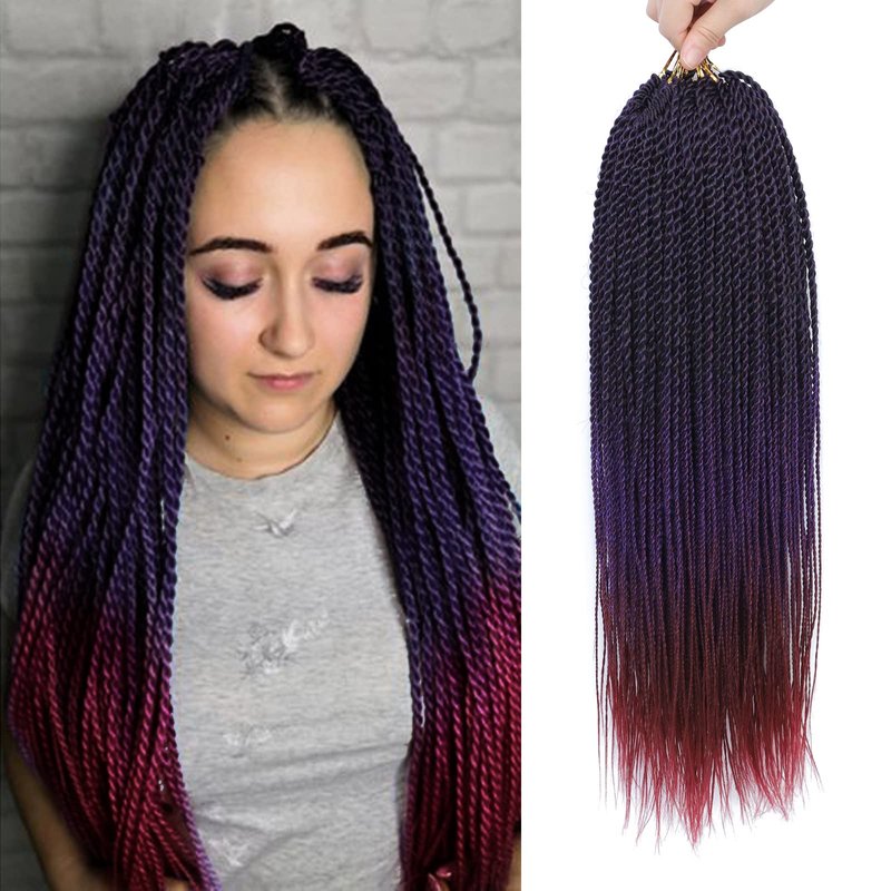 NAYOO Purple Crochet Hair Senegalese Twist, 18 Inch 8 Packs Small Crochet Hair for Black Women, 35 Strands/Pack Crochet Twist for Black Women, Twist Crochet Hair Extensions for Protective Styles