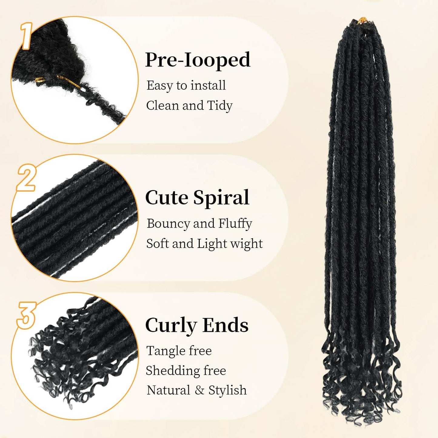 6 Packs Goddess Locs Crochet Hair, 24 Inch Straight Faux Locs Crochet Braids, Pre-Looped Curly Soft Synthetic Braiding Hair Extensions for Black Women(24 Inch, 6 Packs, 1B#)