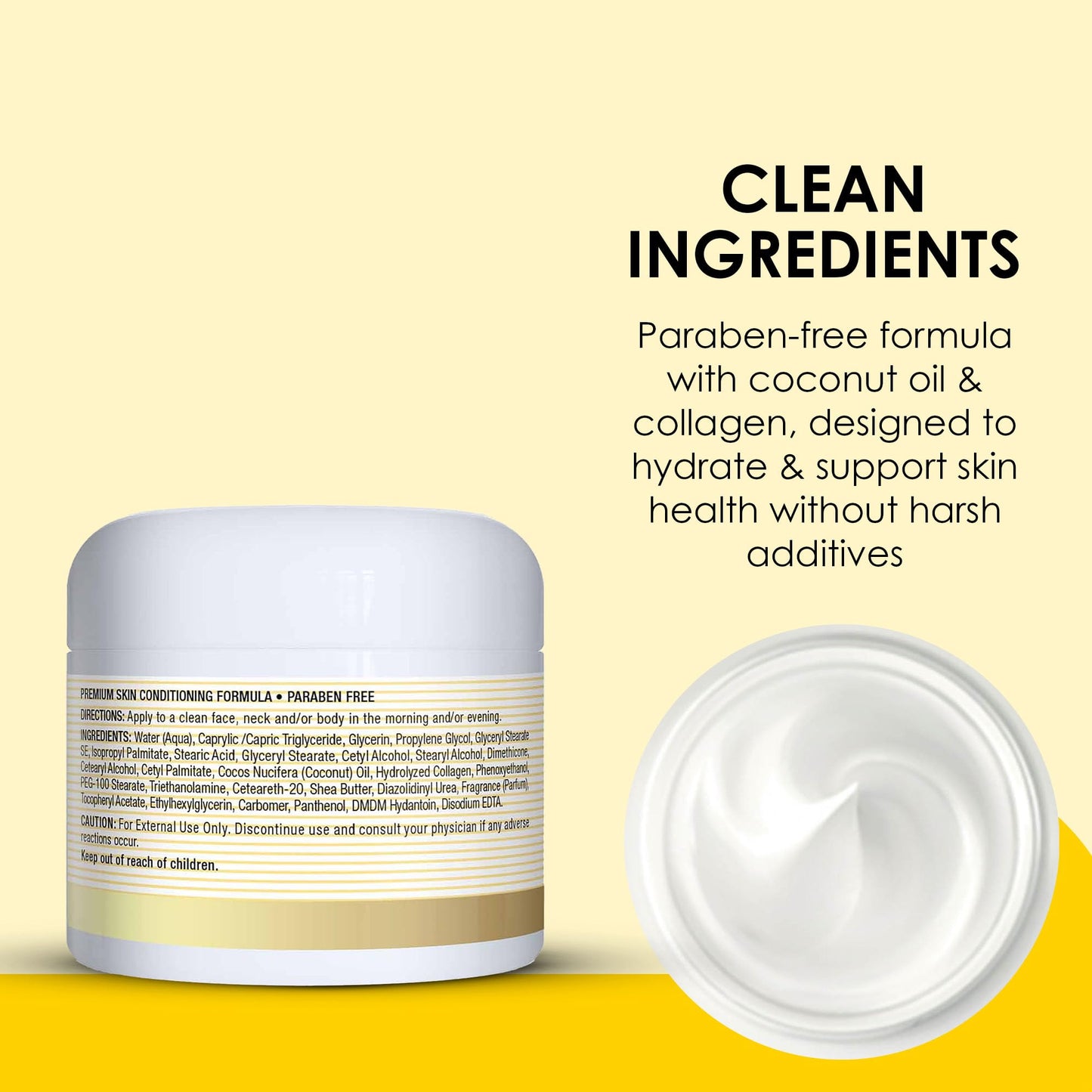 MASON NATURAL Coconut Oil Beauty Cream, Hydrating Moisturizer With Collagen for Smooth & Firm Skin, 2 oz, Pack of 3