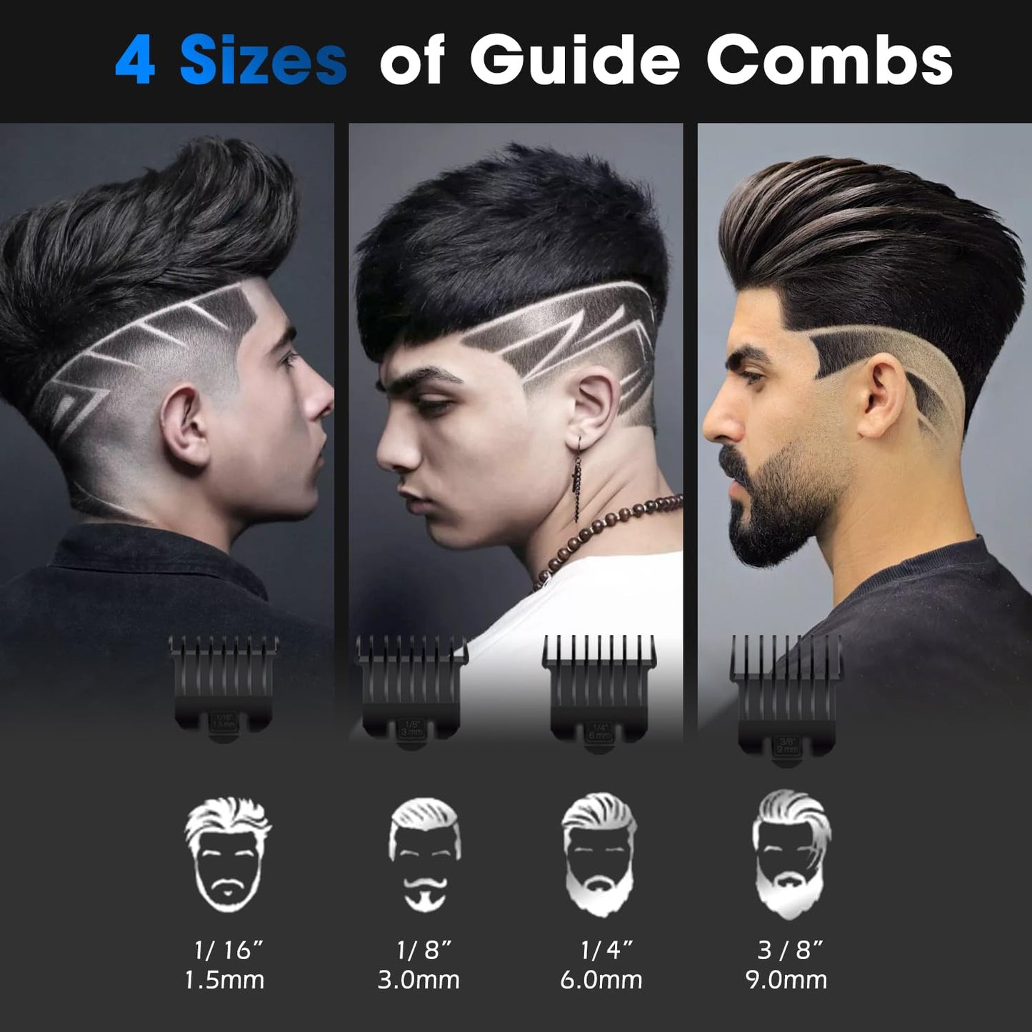 JAMAKY Professional Hair Clippers for Men - Cordless Beard Trimmer with High-Performance 390 Motor, 7000RPM, Ceramic & Carbon Steel Blades. Zero Gap for Precision Styling