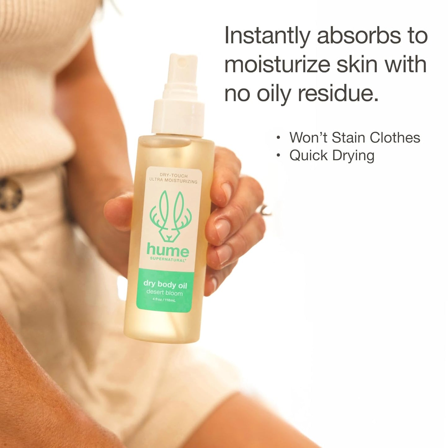 HUME SUPERNATURAL Dry Body Oil Spray - Moisturizing Hydration for Dry Skin | Nourishing Glow, Desert Bloom, 2-Pack