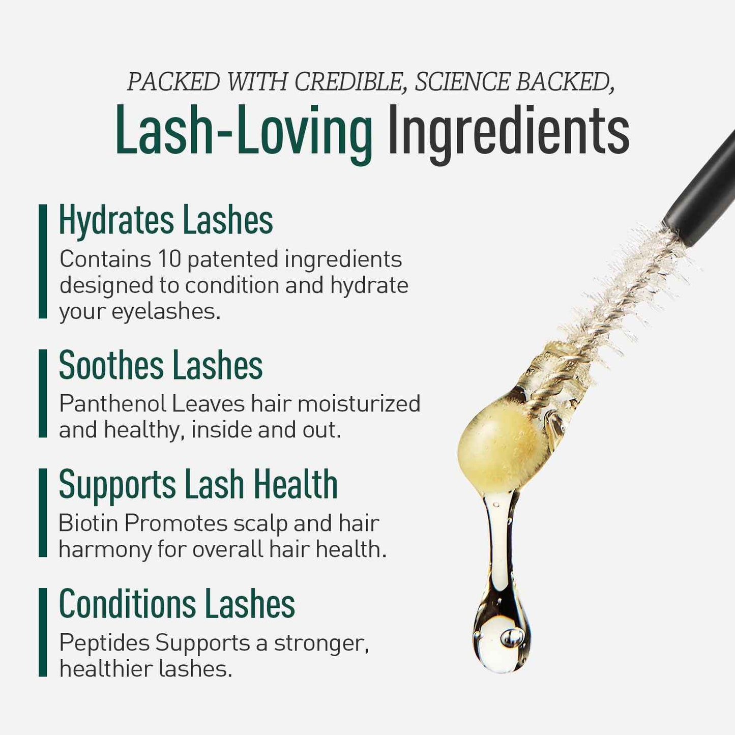 Biotin Lash Serum - Eyelash and Eyebrow Growth Serum for Thicker, Fuller Lashes and Brows, Korean Dermatologist-Developed, 0.35oz