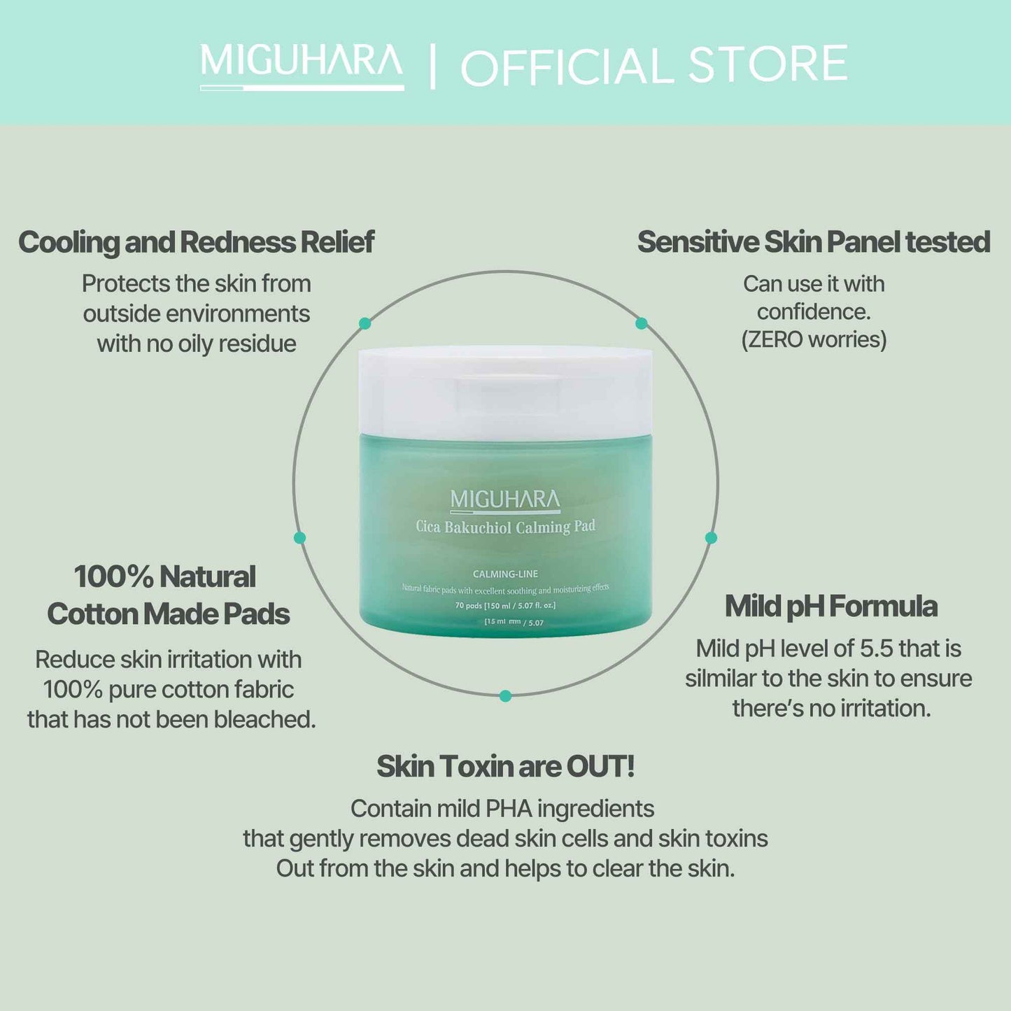 Cica Bakuchiol Calming Pad | Korean Skincare Toner Pad (150ml/5.07 fl.oz.)