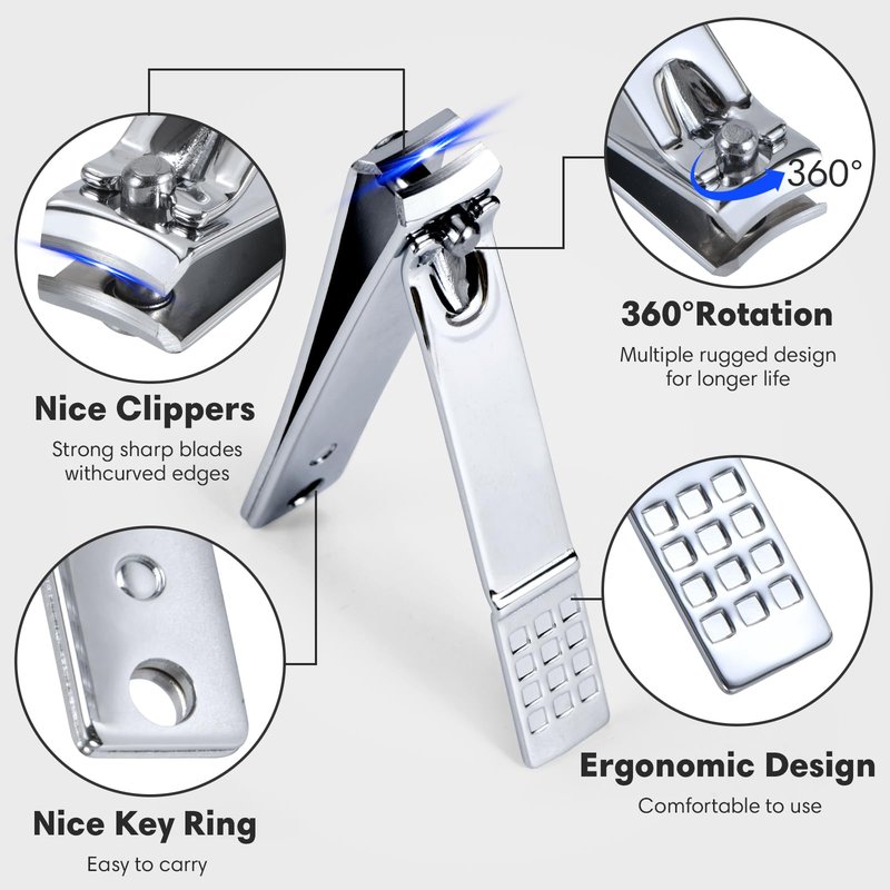 Yougai Nail Clippers Set - 18 Pcs Professional Manicure Pedicure Kit Gifts for Fathers Day Men Women, Stainless Steel Fingernail Toenail Cutters, Nail Care Grooming Tools with Leather Travel Case