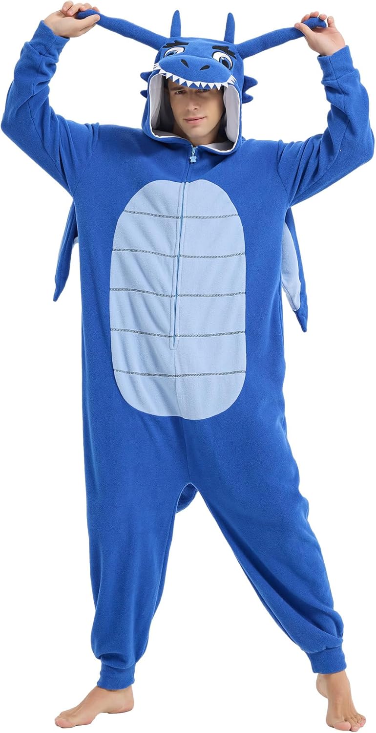 Dragon Onesie for Adults | Animal Cosplay Pajamas Jumpsuit Sleepwear - Perfect for Halloween