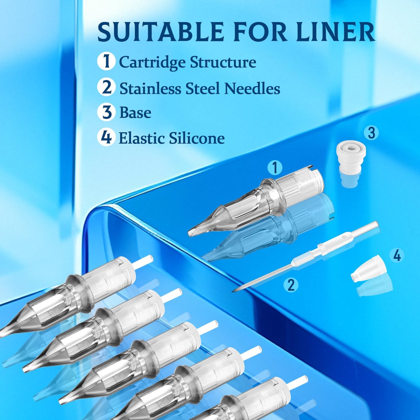Tattoo Cartridge Needles, ATOMUS 1RL 3RL 5RL 7RL 9RL 11RL Round Liner Disposable Tattoo Needle (60pcs Mixed)
